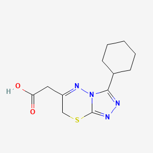 molecular formula C12H16N4O2S B7792093 2-(3-cyclohexyl-7H-[1,2,4]triazolo[3,4-b][1,3,4]thiadiazin-6-yl)acetic acid 