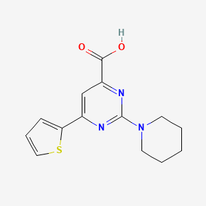 molecular formula C14H15N3O2S B7792095 2-(Piperidin-1-yl)-6-(thiophen-2-yl)pyrimidine-4-carboxylic acid 