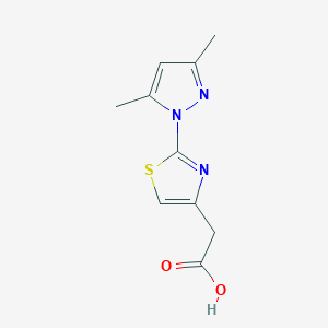 molecular formula C10H11N3O2S B7792138 2-[2-(3,5-Dimethylpyrazol-1-yl)-1,3-thiazol-4-yl]acetic acid 