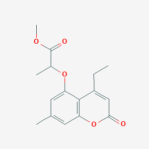 molecular formula C16H18O5 B7792258 methyl 2-[(4-ethyl-7-methyl-2-oxo-2H-chromen-5-yl)oxy]propanoate 
