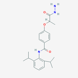 molecular formula C22H29N3O3 B7792314 N-[2,6-bis(propan-2-yl)phenyl]-4-[1-(hydrazinecarbonyl)ethoxy]benzamide 