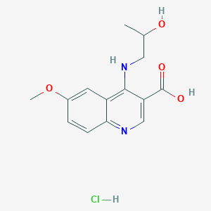 molecular formula C14H17ClN2O4 B7792329 4-(2-Hydroxypropylamino)-6-methoxyquinoline-3-carboxylic acid;hydrochloride 