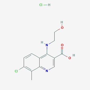 molecular formula C13H14Cl2N2O3 B7792333 7-Chloro-4-(2-hydroxyethylamino)-8-methylquinoline-3-carboxylic acid;hydrochloride 