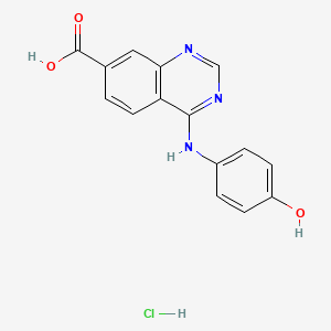 molecular formula C15H12ClN3O3 B7792380 4-[(4-Hydroxyphenyl)amino]quinazoline-7-carboxylic acid hydrochloride 