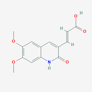 molecular formula C14H13NO5 B7792692 (2E)-3-(6,7-dimethoxy-2-oxo-1,2-dihydroquinolin-3-yl)prop-2-enoic acid 