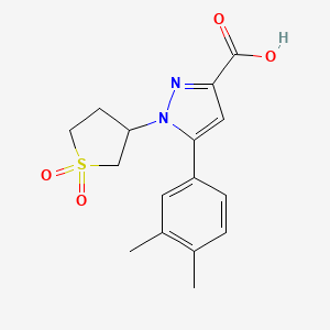molecular formula C16H18N2O4S B7792767 5-(3,4-dimethylphenyl)-1-(1,1-dioxo-1$l^{6}-thiolan-3-yl)-1H-pyrazole-3-carboxylic acid 