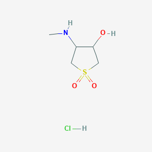 molecular formula C5H12ClNO3S B7792791 3-Hydroxy-4-(methylamino)tetrahydrothiophene 1,1-dioxide hydrochloride 
