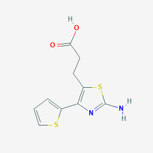 molecular formula C10H10N2O2S2 B7792996 3-[2-Amino-4-(thiophen-2-yl)-1,3-thiazol-5-yl]propanoic acid 