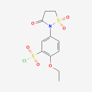 molecular formula C11H12ClNO6S2 B7793046 2-Ethoxy-5-(1,1,3-trioxo-1$l^{6},2-thiazolidin-2-yl)benzene-1-sulfonyl chloride 