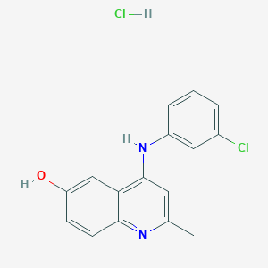 molecular formula C16H14Cl2N2O B7793112 4-[(3-Chlorophenyl)amino]-2-methylquinolin-6-ol hydrochloride 