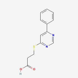 molecular formula C13H12N2O2S B7793194 3-(6-Phenylpyrimidin-4-yl)sulfanylpropanoic acid 