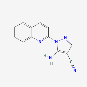 molecular formula C13H9N5 B7793212 5-amino-1-(quinolin-2-yl)-1H-pyrazole-4-carbonitrile 