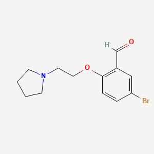molecular formula C13H16BrNO2 B7793275 5-Bromo-2-(2-pyrrolidin-1-ylethoxy)benzaldehyde 