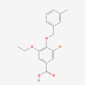 molecular formula C17H17BrO4 B7793514 3-Bromo-5-ethoxy-4-[(3-methylbenzyl)oxy]benzoic acid 