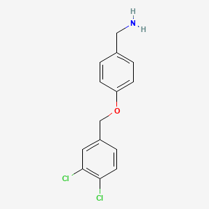 molecular formula C14H13Cl2NO B7793527 (4-((3,4-Dichlorobenzyl)oxy)phenyl)methanamine 