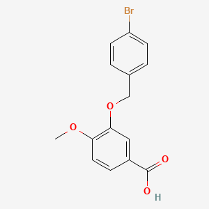 molecular formula C15H13BrO4 B7793532 3-[(4-Bromobenzyl)oxy]-4-methoxybenzoic acid 
