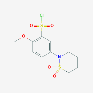 molecular formula C11H14ClNO5S2 B7793735 5-(1,1-Dioxo-1$l^{6},2-thiazinan-2-yl)-2-methoxybenzene-1-sulfonyl chloride 