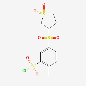 molecular formula C11H13ClO6S3 B7793741 5-[(1,1-dioxo-1??-thiolan-3-yl)sulfonyl]-2-methylbenzene-1-sulfonyl chloride 