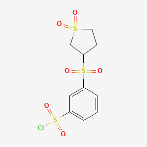 molecular formula C10H11ClO6S3 B7793763 3-[(1,1-Dioxo-1$l^{6}-thiolan-3-yl)sulfonyl]benzene-1-sulfonyl chloride 