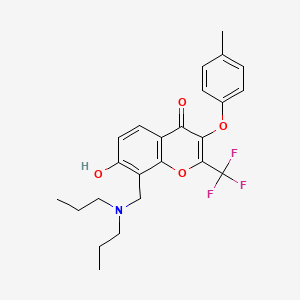 molecular formula C24H26F3NO4 B7793986 8-[(dipropylamino)methyl]-7-hydroxy-3-(4-methylphenoxy)-2-(trifluoromethyl)-4H-chromen-4-one 