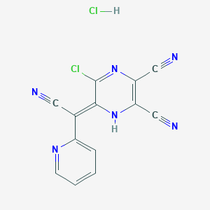 molecular formula C13H6Cl2N6 B7794025 (6E)-5-chloro-6-[cyano(pyridin-2-yl)methylidene]-1H-pyrazine-2,3-dicarbonitrile;hydrochloride 