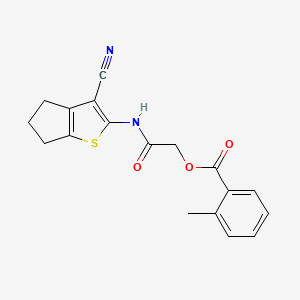 molecular formula C18H16N2O3S B7794033 [2-[(3-cyano-5,6-dihydro-4H-cyclopenta[b]thiophen-2-yl)amino]-2-oxoethyl] 2-methylbenzoate 