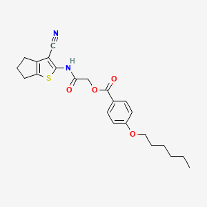 molecular formula C23H26N2O4S B7794038 [2-[(3-cyano-5,6-dihydro-4H-cyclopenta[b]thiophen-2-yl)amino]-2-oxoethyl] 4-hexoxybenzoate 