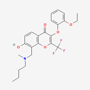 molecular formula C24H26F3NO5 B7794040 8-[[Butyl(methyl)amino]methyl]-3-(2-ethoxyphenoxy)-7-hydroxy-2-(trifluoromethyl)chromen-4-one 
