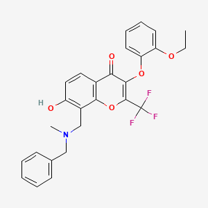 molecular formula C27H24F3NO5 B7794044 8-[[Benzyl(methyl)amino]methyl]-3-(2-ethoxyphenoxy)-7-hydroxy-2-(trifluoromethyl)chromen-4-one 
