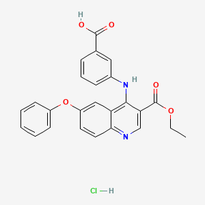 3-[(3-Ethoxycarbonyl-6-phenoxyquinolin-4-yl)amino]benzoic acid;hydrochloride