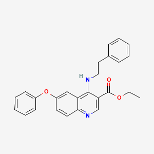 molecular formula C26H24N2O3 B7794151 Ethyl 6-phenoxy-4-(2-phenylethylamino)quinoline-3-carboxylate 