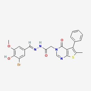 molecular formula C23H19BrN4O4S B7794168 N-[(E)-(3-bromo-4-hydroxy-5-methoxyphenyl)methylideneamino]-2-(6-methyl-4-oxo-5-phenylthieno[2,3-d]pyrimidin-3-yl)acetamide 