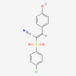 molecular formula C15H10ClNO3S B7794184 (E)-2-(4-chlorophenyl)sulfonyl-3-(4-hydroxyphenyl)prop-2-enenitrile 