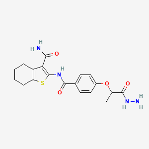 molecular formula C19H22N4O4S B7794192 2-[[4-(1-Hydrazinyl-1-oxopropan-2-yl)oxybenzoyl]amino]-4,5,6,7-tetrahydro-1-benzothiophene-3-carboxamide 