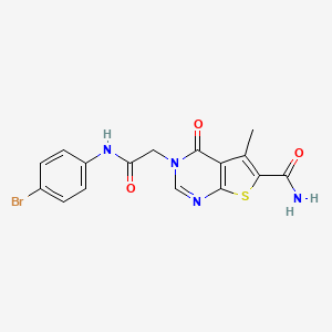 molecular formula C16H13BrN4O3S B7794214 3-[2-(4-Bromoanilino)-2-oxoethyl]-5-methyl-4-oxothieno[2,3-d]pyrimidine-6-carboxamide 