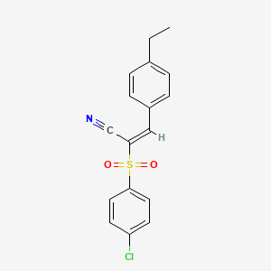 (E)-2-(4-chlorophenyl)sulfonyl-3-(4-ethylphenyl)prop-2-enenitrile