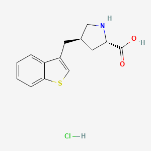molecular formula C14H16ClNO2S B7794281 (2S,4R)-4-(Benzo[b]thiophen-3-ylmethyl)pyrrolidine-2-carboxylic acid hydrochloride 