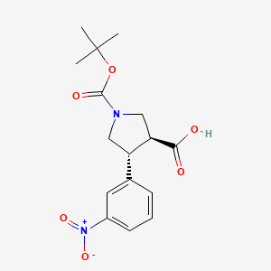 molecular formula C16H20N2O6 B7794309 Boc-(+/-)-trans-4-(3-nitro-phenyl)-pyrrolidine-3-carboxylic acid 