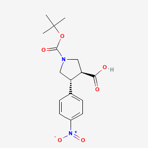 molecular formula C16H20N2O6 B7794311 trans-1-Boc-4-(4-nitrophenyl)-pyrrolidine-3-carboxylic acid 