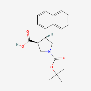 molecular formula C20H23NO4 B7794312 Boc-(+/-)-trans-4-(1-naphthyl)-pyrrolidine-3-carboxylic acid 