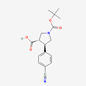 molecular formula C17H20N2O4 B7794325 Trans-1-Boc-4-(4-cyanophenyl)pyrrolidine-3-carboxylic acid 