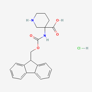 molecular formula C21H23ClN2O4 B7794411 3-(9H-Fluoren-9-ylmethoxycarbonylamino)-piperidine-3-carboxylic acid hydrochloride 