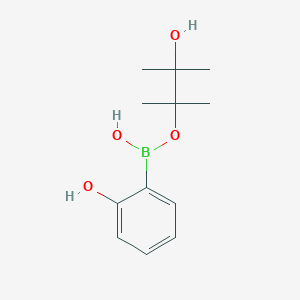 molecular formula C12H19BO4 B7794825 (3-Hydroxy-2,3-dimethylbutan-2-yl)oxy-(2-hydroxyphenyl)borinic acid 