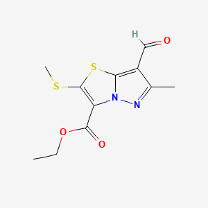 molecular formula C11H12N2O3S2 B7795435 Ethyl 7-formyl-6-methyl-2-(methylsulfanyl)pyrazolo[5,1-b][1,3]thiazole-3-carboxylate CAS No. 263553-81-7