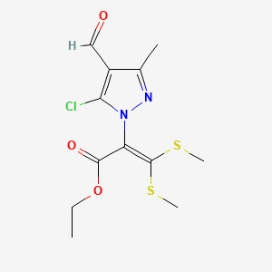 molecular formula C12H15ClN2O3S2 B7795443 ethyl 2-(5-chloro-4-formyl-3-methyl-1H-pyrazol-1-yl)-3,3-bis(methylsulfanyl)acrylate CAS No. 263553-90-8