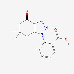molecular formula C16H16N2O3 B7795516 2-(6,6-Dimethyl-4-oxo-5,7-dihydroindazol-1-yl)benzoic acid 