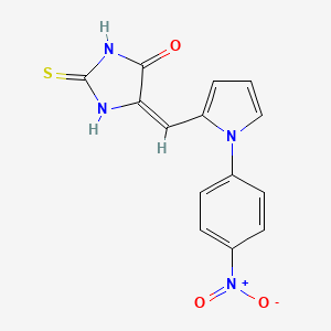 molecular formula C14H10N4O3S B7795687 (5E)-5-[[1-(4-nitrophenyl)pyrrol-2-yl]methylidene]-2-sulfanylideneimidazolidin-4-one 