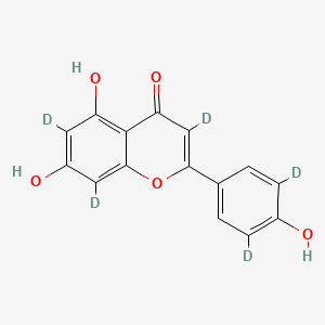 molecular formula C15H10O5 B7795940 4H-1-Benzopyran-4-one-3,6,8-d3, 5,7-dihydroxy-2-(4-hydroxyphenyl-3,5-d2)- 