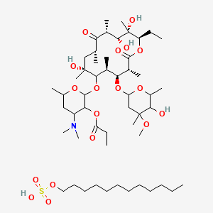 molecular formula C52H97NO18S B7796126 [4-(dimethylamino)-2-[[(3R,4S,5S,7R,9R,11R,12R,13S,14R)-14-ethyl-7,12,13-trihydroxy-4-(5-hydroxy-4-methoxy-4,6-dimethyloxan-2-yl)oxy-3,5,7,9,11,13-hexamethyl-2,10-dioxo-oxacyclotetradec-6-yl]oxy]-6-methyloxan-3-yl] propanoate;dodecyl hydrogen sulfate 
