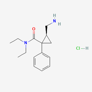 molecular formula C15H23ClN2O B7796271 (2S)-2-(aminomethyl)-N,N-diethyl-1-phenylcyclopropane-1-carboxamide;hydrochloride 